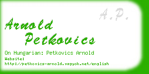 arnold petkovics business card
